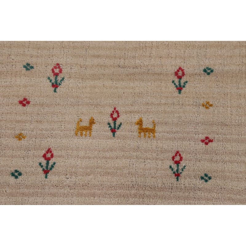Tribal Gabbeh Indian Area Rug Hand-Knotted Modern Wool Carpet - 5'3"x 7'9"