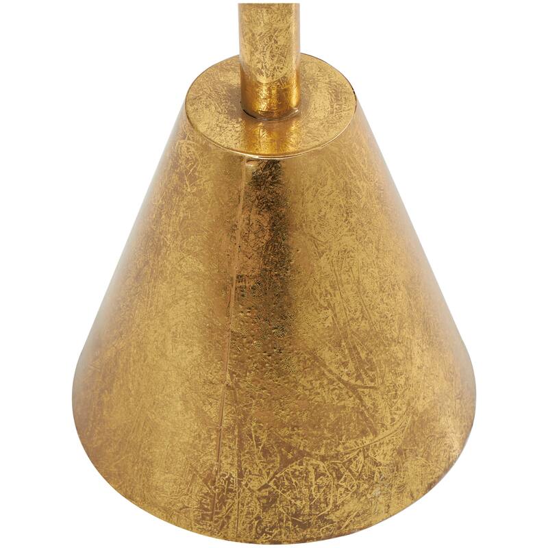 Gold Metal Contemporary Accent Table with Mirrored Glass Top