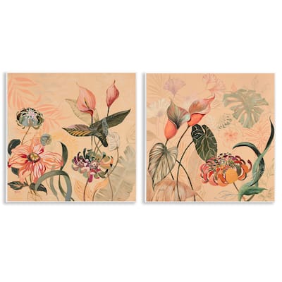 Stupell Elegant Flower Organics Wall Plaque Art Design By Dusza (Set of 2)