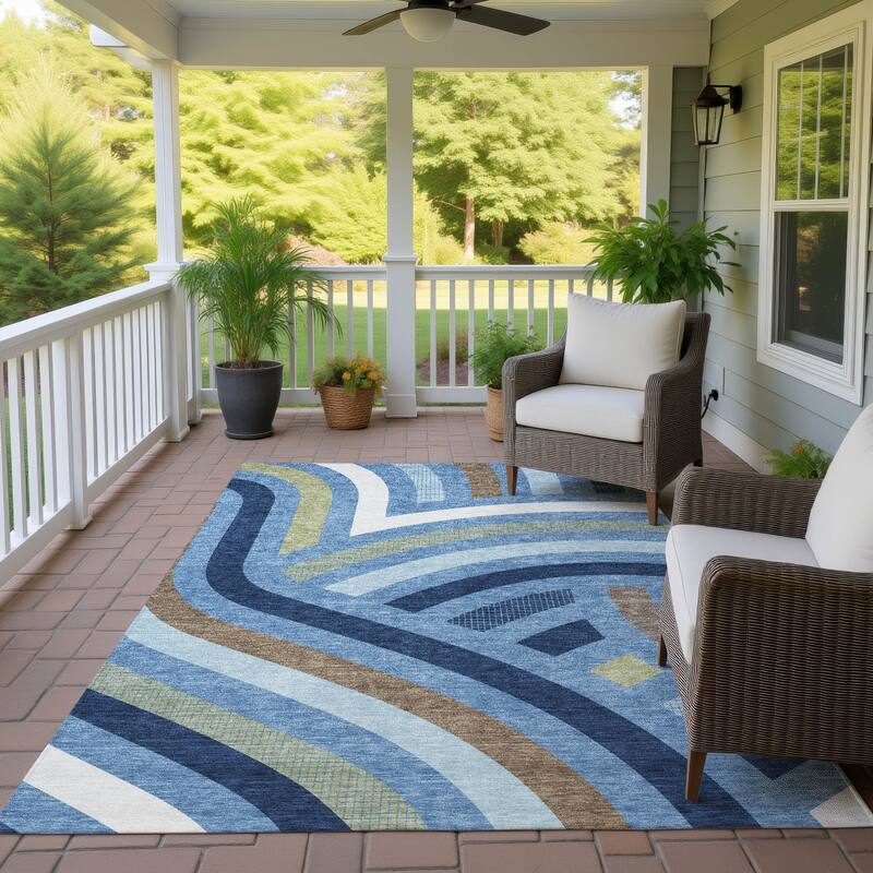Machine Washable Indoor/ Outdoor Modern Jalen Chantille Rug - Denim - 2'6" x 3'10"