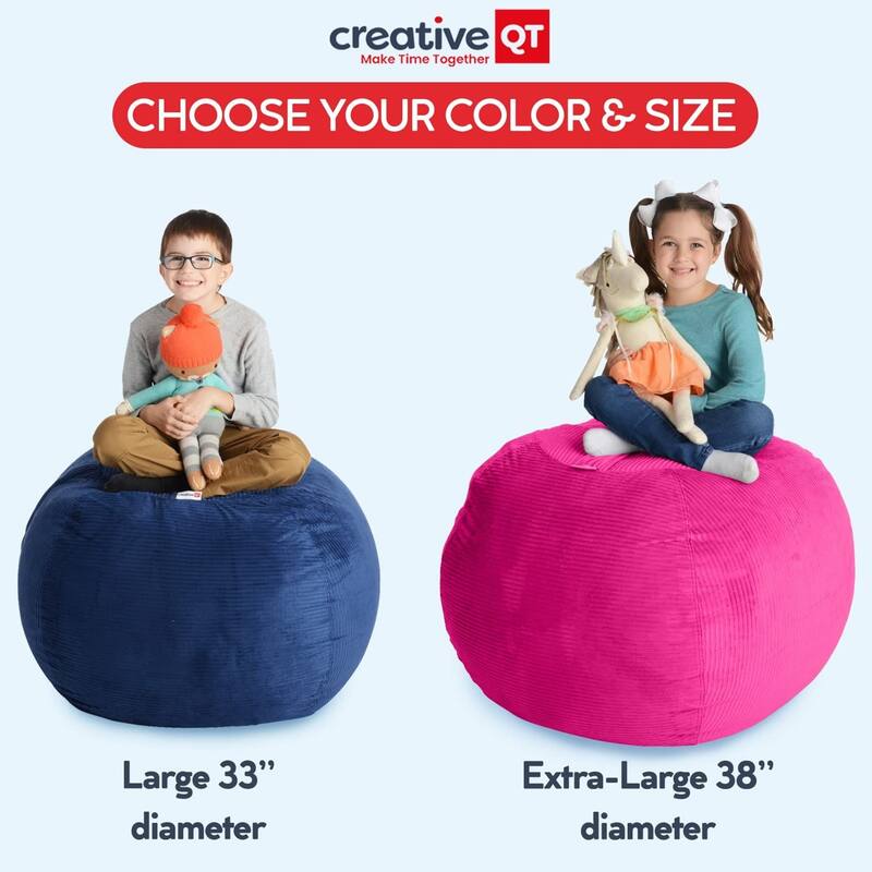 Stuff 'n Sit Large 33'' Bean Bag Storage Cover for Stuffed Animals & Toys, Giant Beanbag Chair for Plush