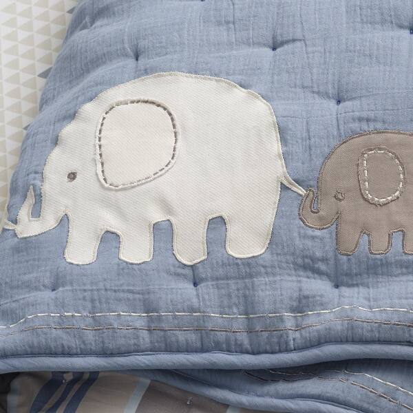 Shop Lambs Ivy Signature Elephant Tales Blue Gray White Stripe 6