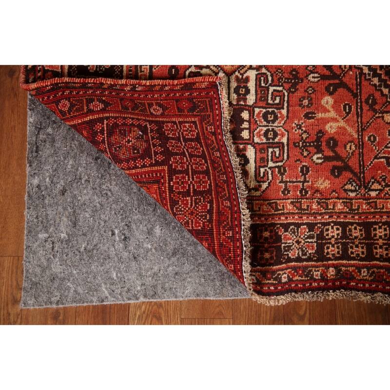 Black Tribal Shiraz Persian Vintage Area Rug Handmade Wool Carpet - 5'4"x 8'0"