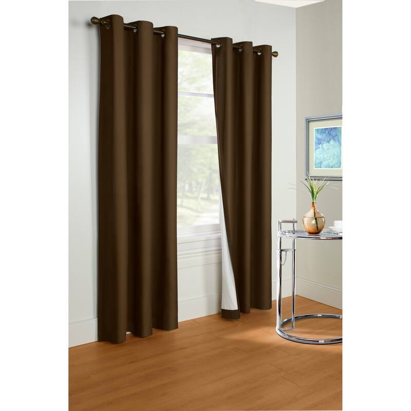 ThermaLogic Prelude Grommet Insulated Solid Curtain Panel - 40" x 84" - Brown