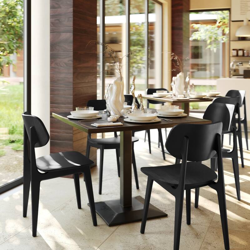 Set of 2 Commercial Solid Wood Dining Chair with Curved Backrest - 17.25"W x 20.75"D x 33.25"H