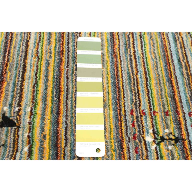 ECARPETGALLERY Hand Loomed Kashkuli Gabbeh Green Wool Rug - 4'0 x 5'10