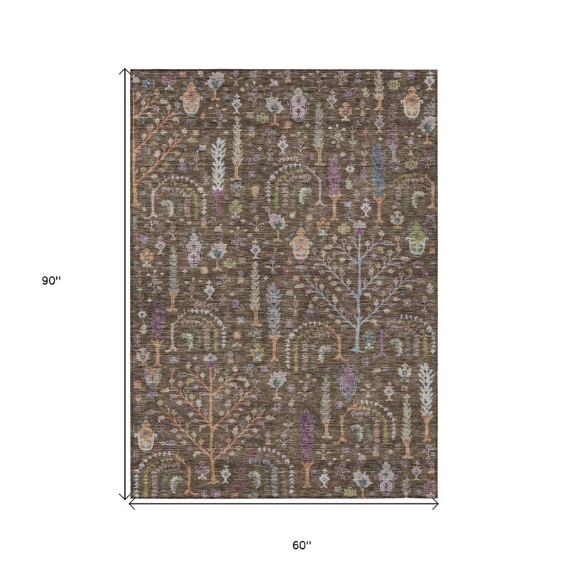 HomeRoots Floral Transitional Rectangle Outdoor Rug