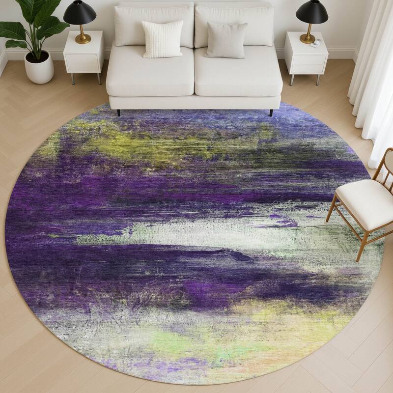 Premium Washable Super Soft Modern Abstract Mayfield Rug - Purple - 8' x 8'