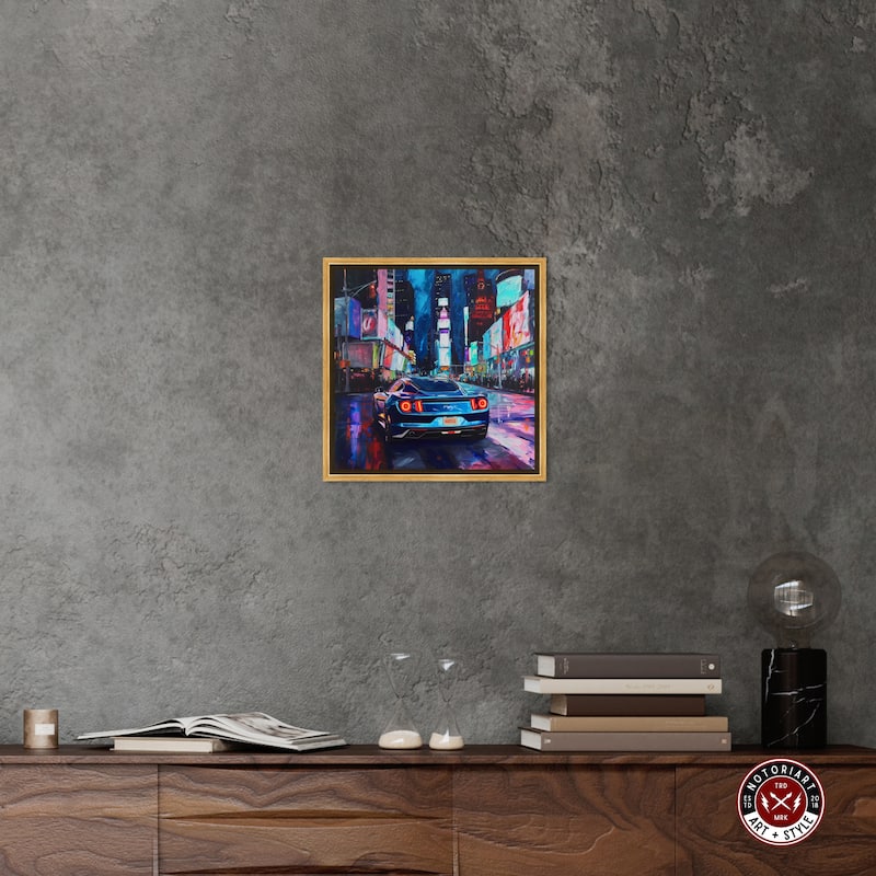 Notoriart Night Drive Sports Drive Framed Car 1 Piece Canvas Wall Art