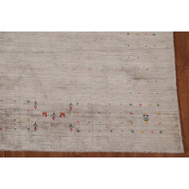 Beige Gabbeh Indian Area Rug Handmade Wool Carpet - 8'3"x 9'8"