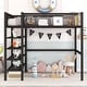 preview thumbnail 37 of 47, Full Size Metal Loft Bed with 4-Tier Storage Shelves and Ladder Black - Full