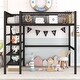 preview thumbnail 23 of 84, Heavy Duty Metal Loft Bed Frame for Dorm with 4-Tier Storage Shelves, Ladders & Safety Guard Rail, Storage Platform Bed Black - Full