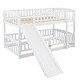 preview thumbnail 4 of 8, Kids Low Bunk Beds w/ Slide, Bed Ladders & Guard Rails,White,Twin