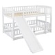 preview thumbnail 53 of 53, Low Bunk Bed with Slide, Wooden Floor Bunk Bed Frame with Fence and Ladder, for Kids Teens, Boys Girls
