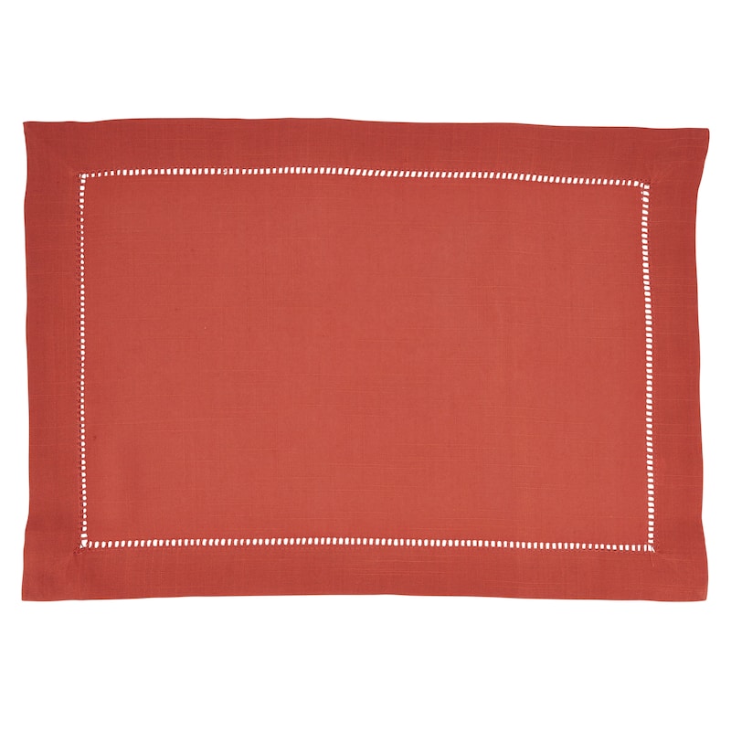 Hemstitched Border Design Table Mats (Set of 12) - 14"x20"
