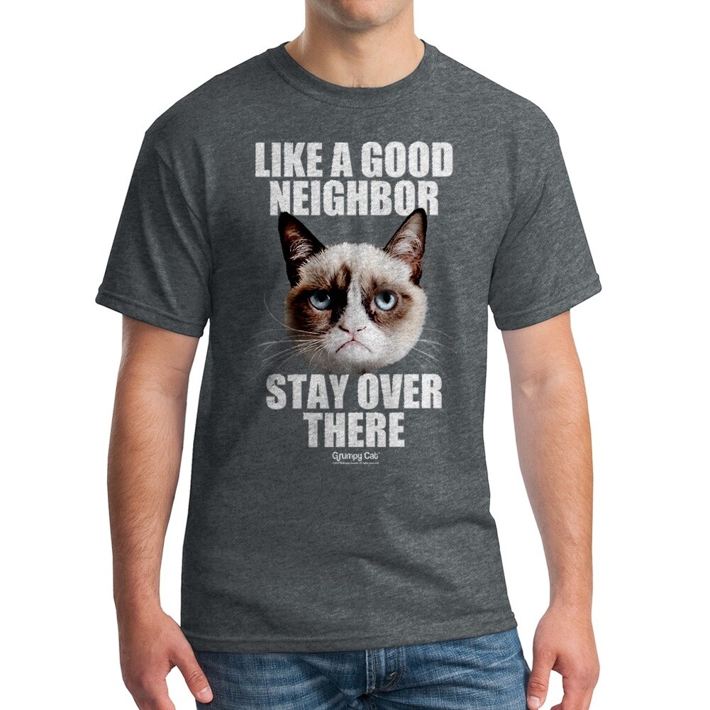 Shop Grumpy Cat Good Neighbor Men S Dark Heather Funny T Shirt