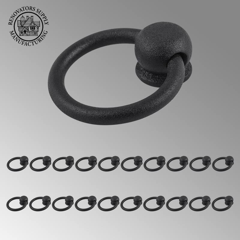 Black Wrought Iron Mission Ring Cabinet Pulls 2" Antique Drop Style Swing Handles Drawer Pulls Pack of 20 Renovators Supply - Black