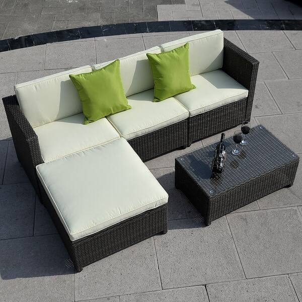 Costway Outdoor Patio 5pc Furniture Sectional Pe Wicker Costway Outdoor Patio 5pc