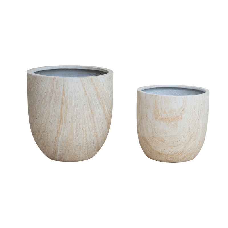 2-Piece Eco Stone Indoor/Outdoor Planters - Beige