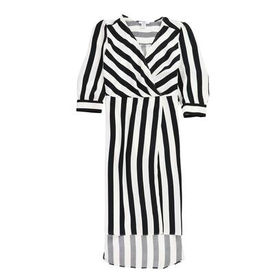 bar III Womens Striped Wrap Dress, Black, 6