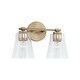 preview thumbnail 1 of 10, Baker 2-light Bath/ Vanity Fixture w/ Clear Seeded Glass Aged Brass