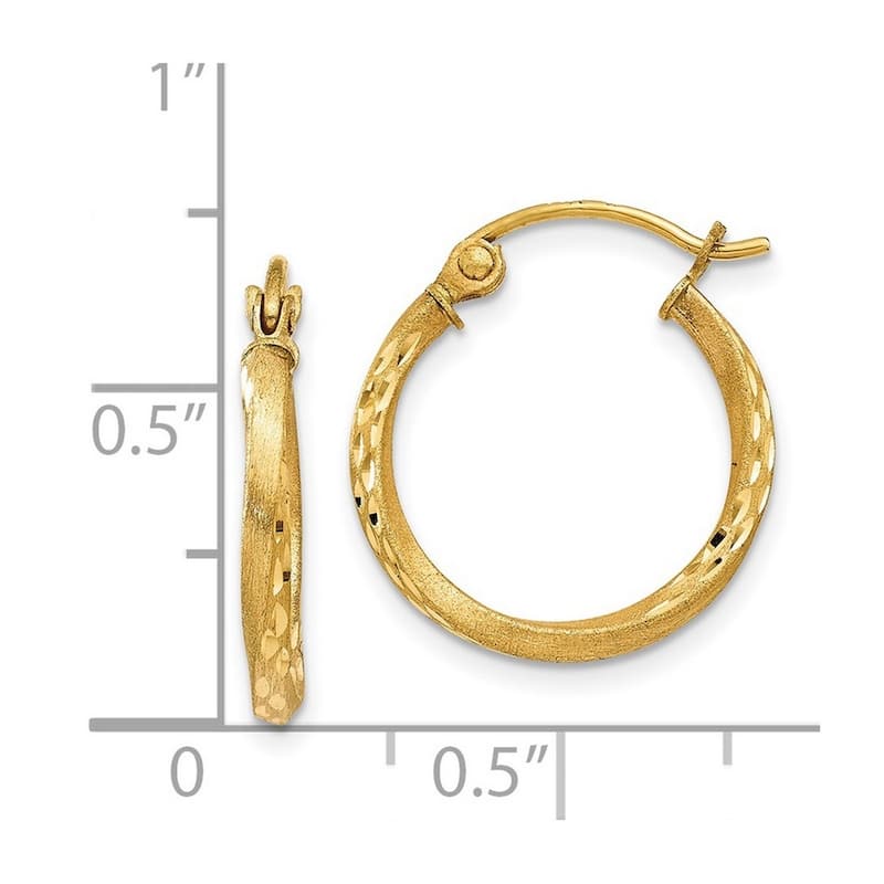 Curata 14k Yellow Gold 17x2mm Sparkle Cut Twisted Hoop Earrings