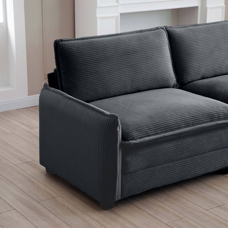 Corduroy Modular Flexible Combinations Sofa Set with Ottoman