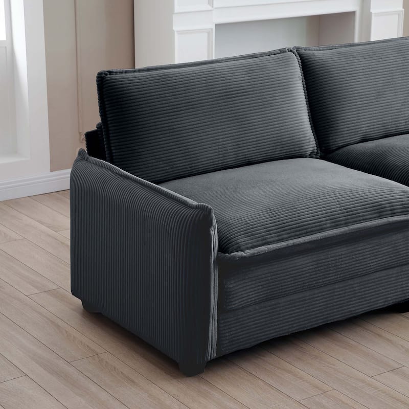 Oversize Loveseat, 81'' 2 Seater Corduroy Couch with 4 Pillows and Removable Armrests, Modern Love Seat for Living Room, Office