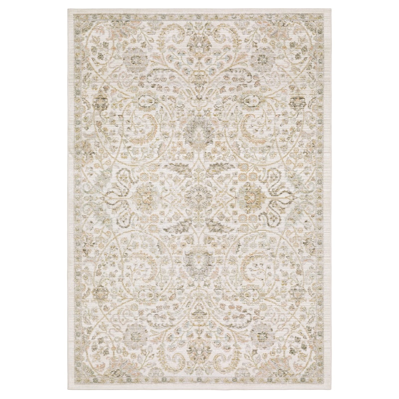 Calliope Textural Distressed Traditional Ivory/ Gold Area Rug - 7' 10" x 10' 10" - Rectangle