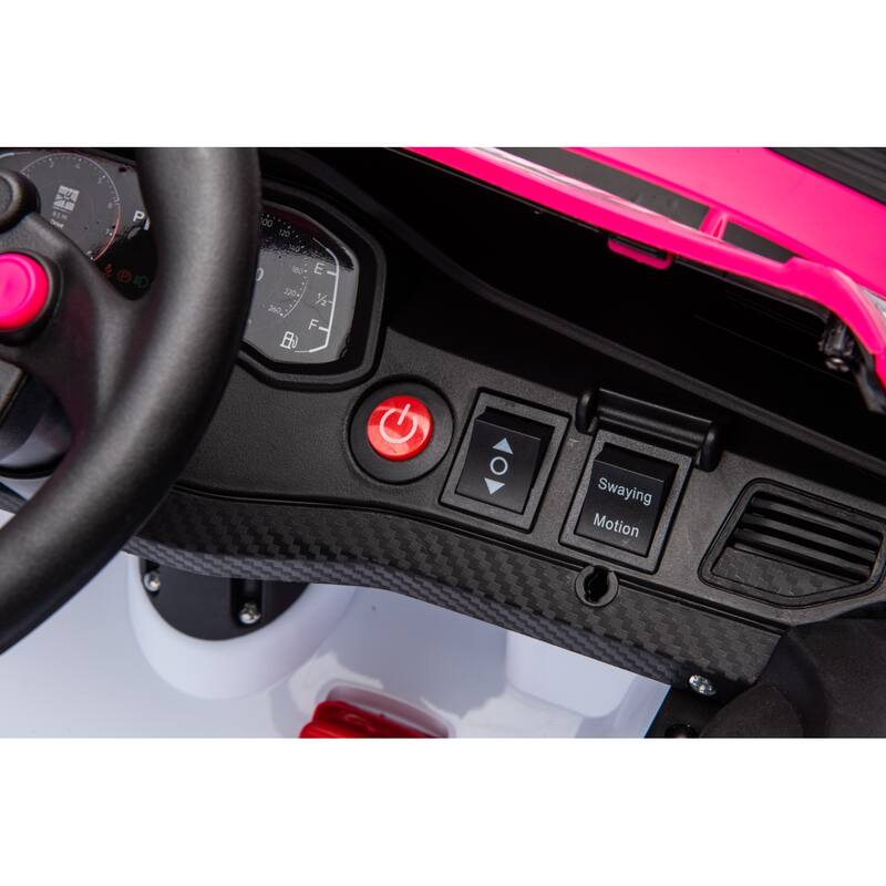 Electric Ride-On Car for Kids 12V with Two Opening Doors, Music, and Four-Wheel Absorbers.