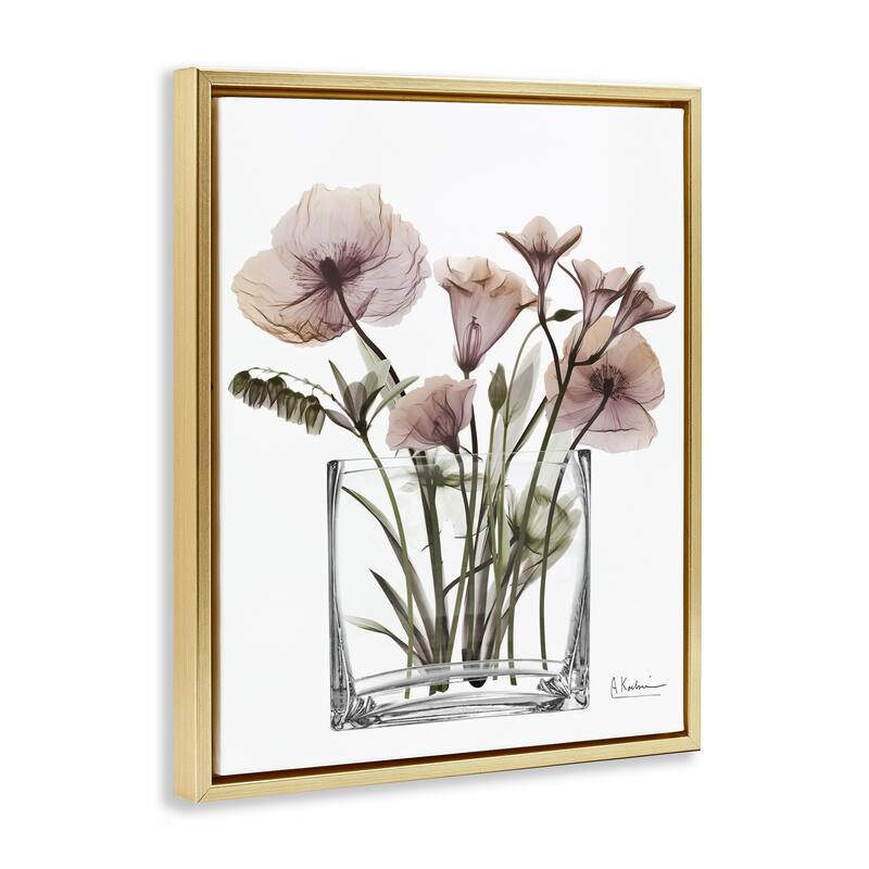 Stupell Modern Translucent Flowers Framed Floater Canvas Wall Art Design By Albert Koetsier