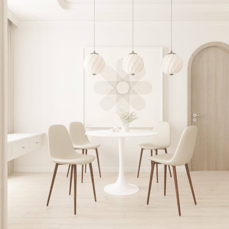 31.5" White Round Dining Table, Tulip Table Kitchen Dining Table 2-4 People with Mid-Century End Table Leisure Coffee Table