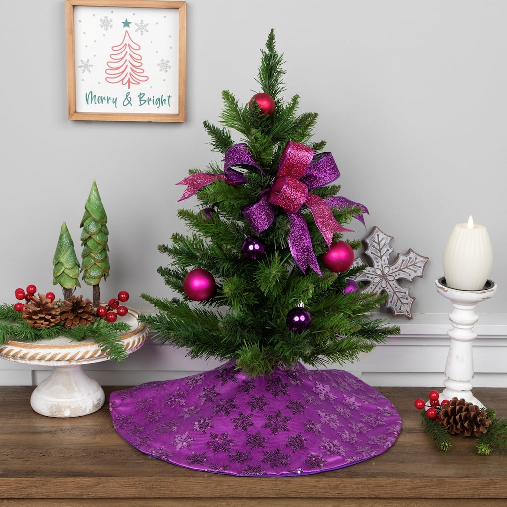 Sequin Snowflake Mini Christmas Tree Skirt - Purple - 20"