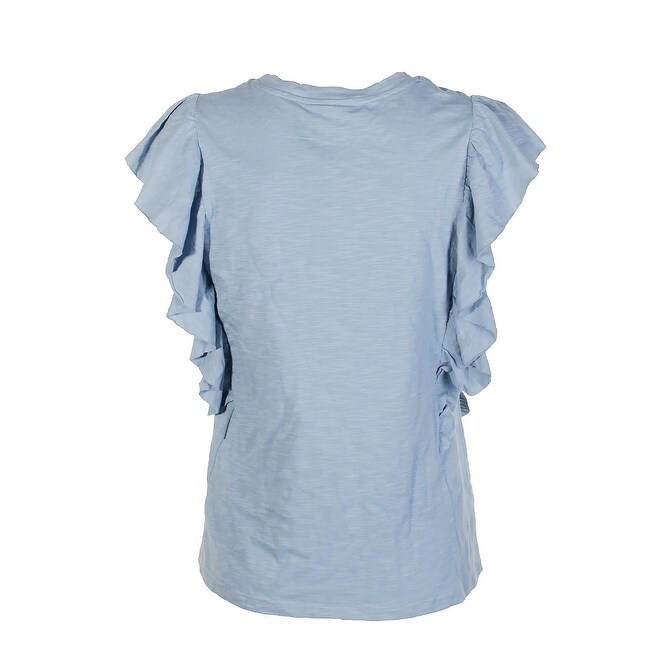 light blue flutter sleeve dress