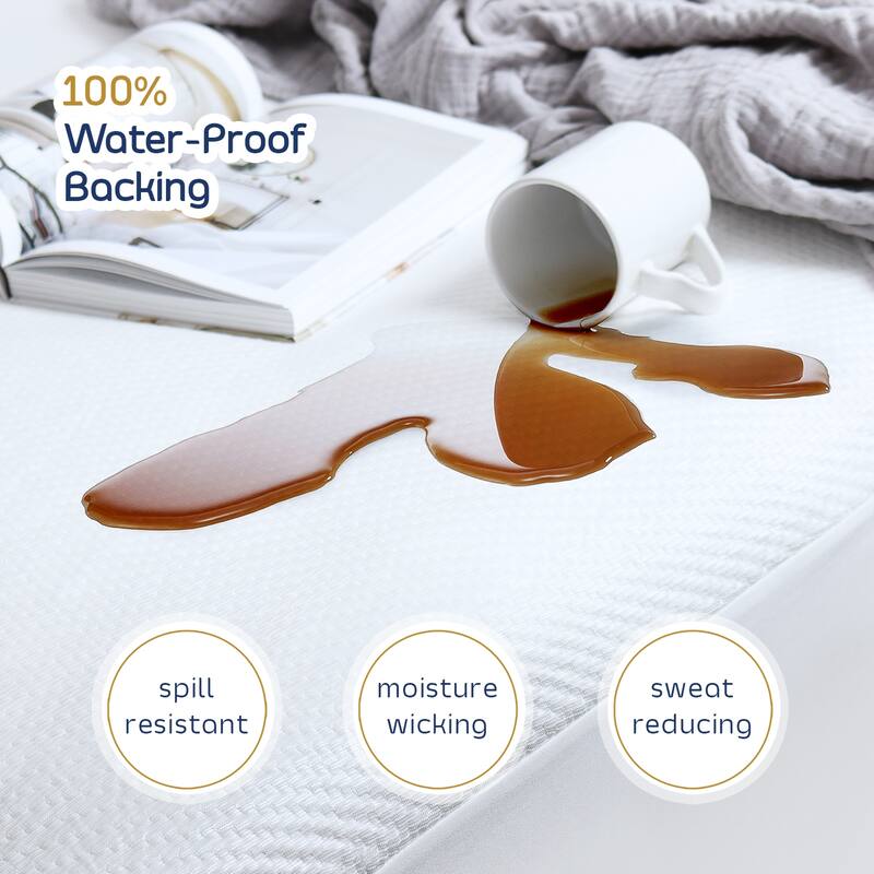 Nestl Extra Deep Pocket Cooling Mattress Protector - Waterproof Tencel Blend 5-Sided Elasticized Fitted Mattress Cover
