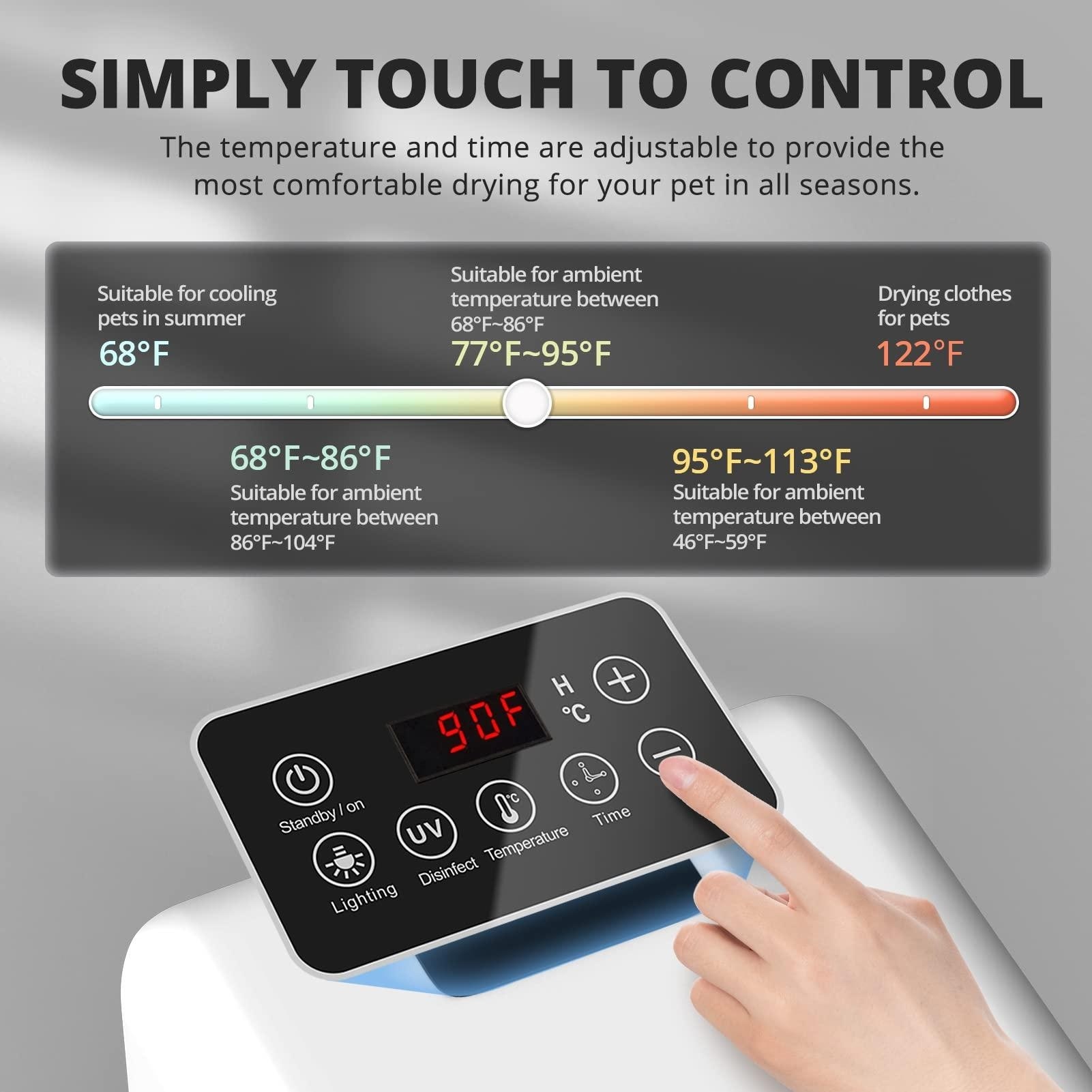 Pet Hair Dryer Box Ultra Quiet Blow Dryer 6L Capacity for Cats and Small Dogs