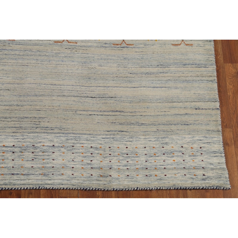 Striped Gabbeh Oriental Area Rug Handmade Wool Carpet - 6'10"x 9'9"