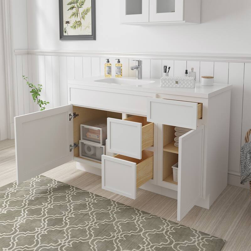 Vanity Art 51" Birch Freestanding Bathroom Vanity Cabinet without Top