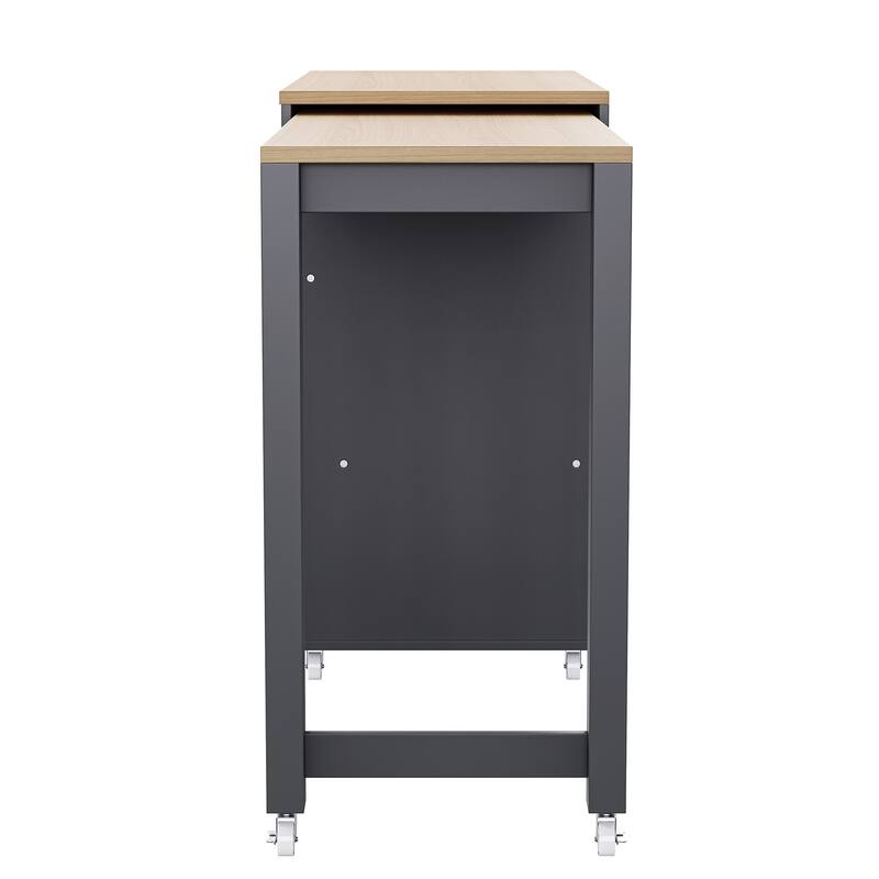 44'' Kitchen Island with Extendable Dining Table, Rolling Wheels, Spice Rack and 2 Drawers - 44'' x 19.75'' x 36.25''