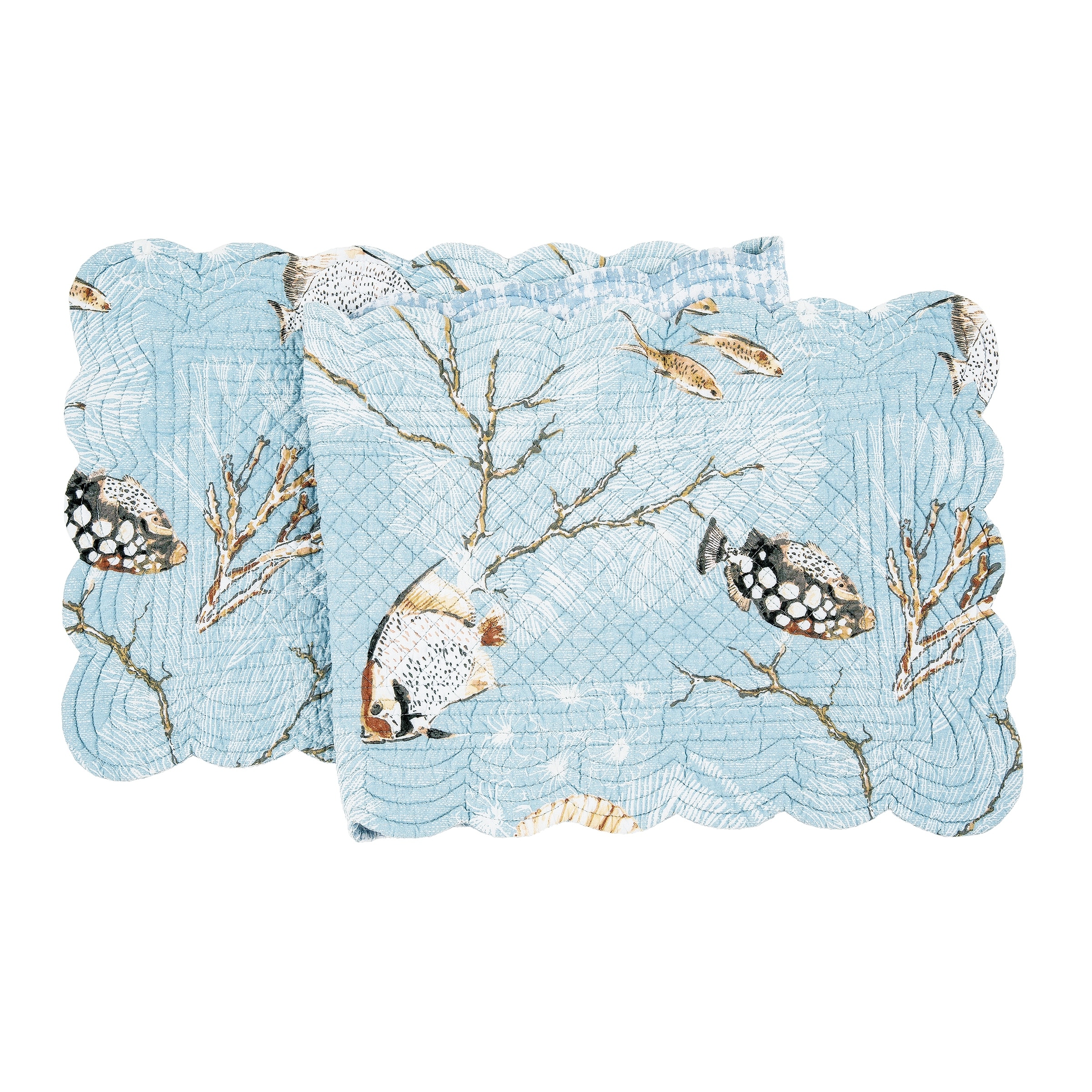 51" x 14" Meraki Island Quilted Reversible Blue Coastal Table Runner