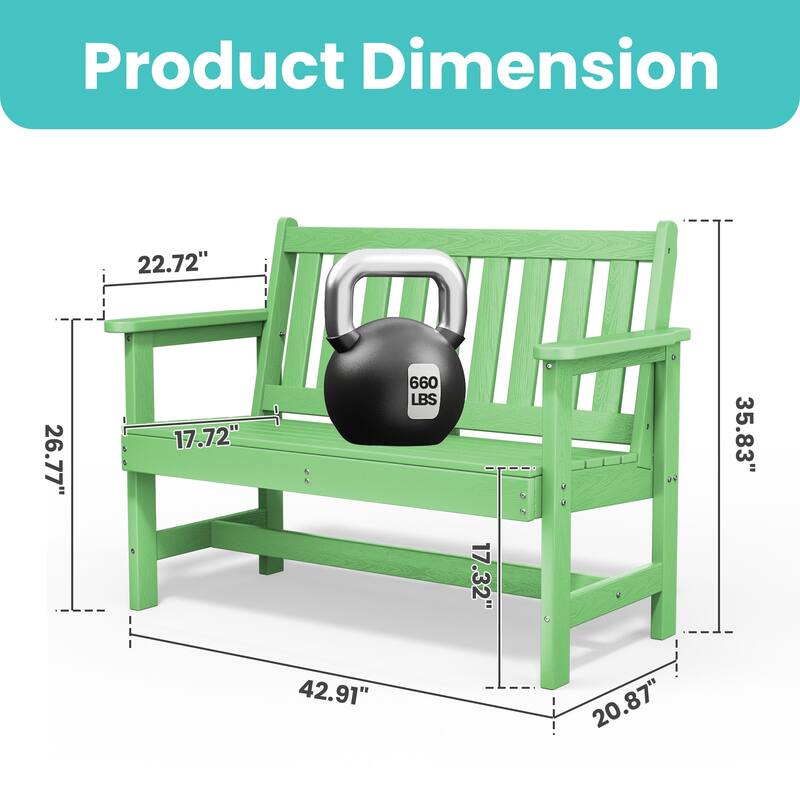 Outdoor 2-Person Garden Bench 42.92-in W x 35.83-in H