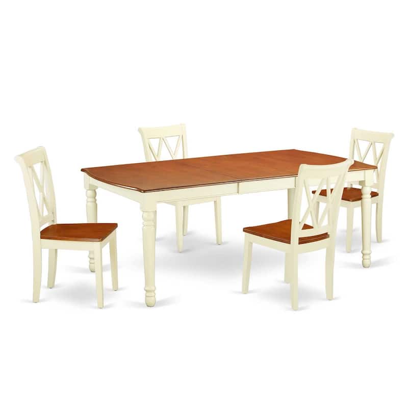 Retro Dining Set 5Pc Rectangular Table w/ Leaf & 4 Chairs - 60/78 Inch