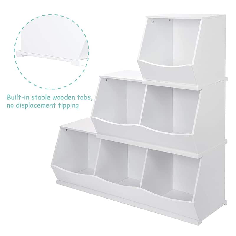 UTEX Toy Storage Organizer,Stackable Kids Toy Storage Cubby,Toy Boxes and Storage for Playroom,Bedroom,Nursery School,White