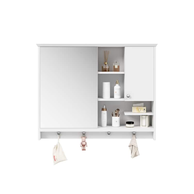 Roomfitters 36" Wall Mounted Medicine Cabinet, Mirror Cabinet with Adjustable Shelf, Bathroom Storage Organizer