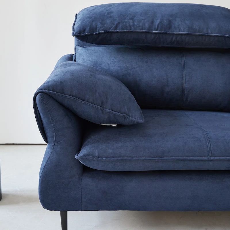 Large Modern Upholstered L-Shaped Down Filled Sofa with Metal Legs