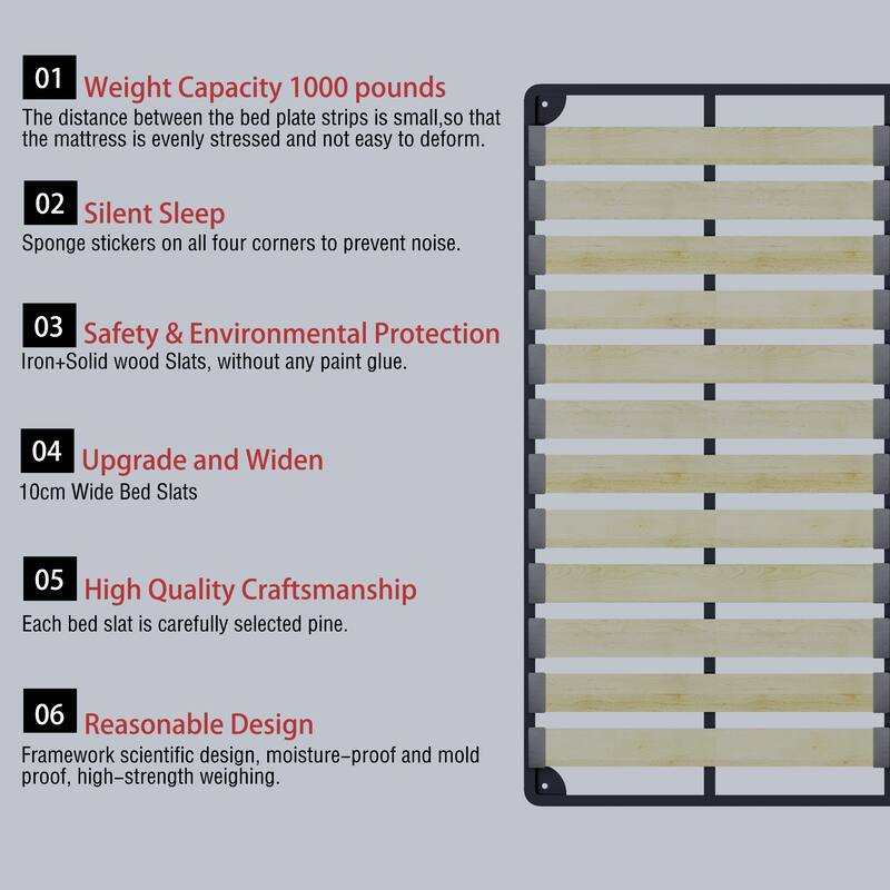 King Size Bed Frame w/ Extra-Large Ultra-Soft Cloud Pillow Design w/ Metal & Wooden Slats Double Support - White