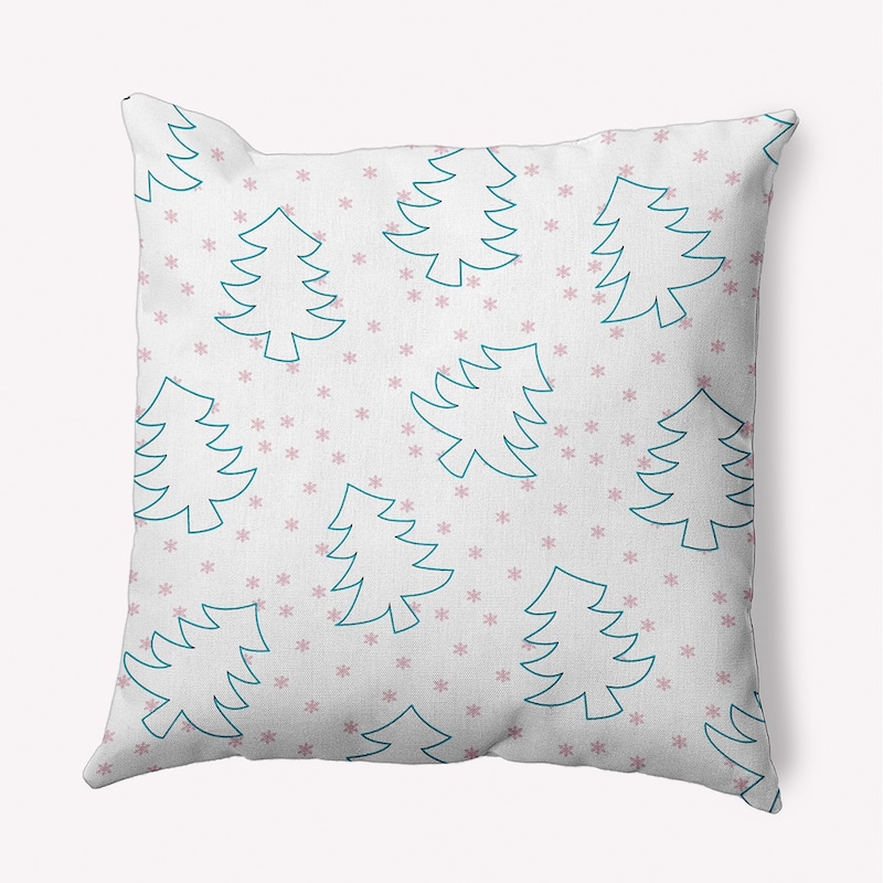 Christmas Tree Outlines Indoor/Outdoor Throw Pillow - 18" x 18" - Light Pink