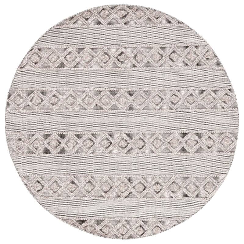 SAFAVIEH Vermont Libbie Wool Fringe Rug - 6' Round - Beige/Ivory