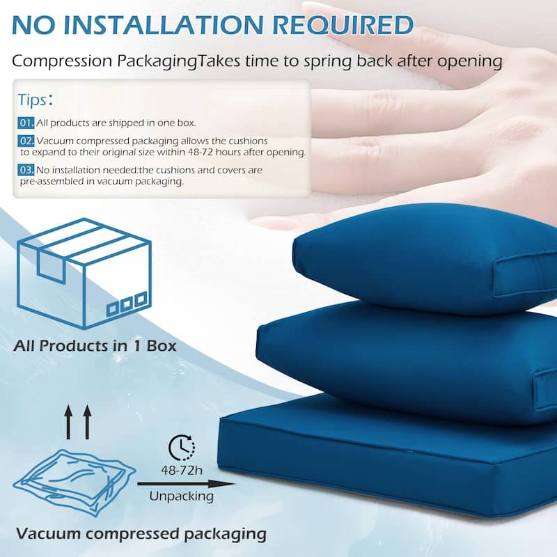 Outdoor Replacement Cushions for Patio Furniture, Waterproof & Non-Slip 4" Sofa Cushions, 6-Seat Conversation Sets, UV-Resistant