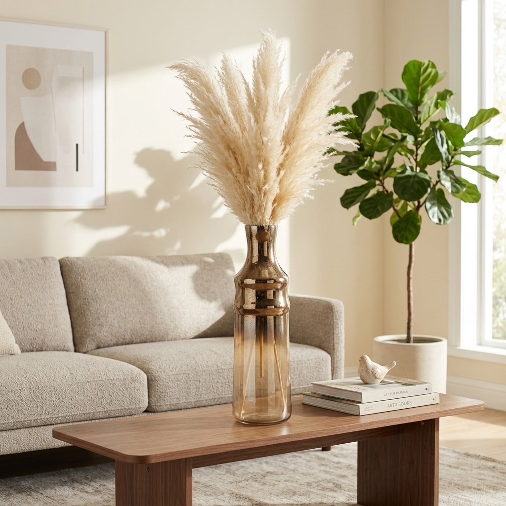 Decorative Tall Glass Vase with Gradient Detailing - Brown